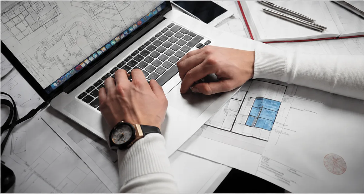 Documentación técnica y planos en escritorio